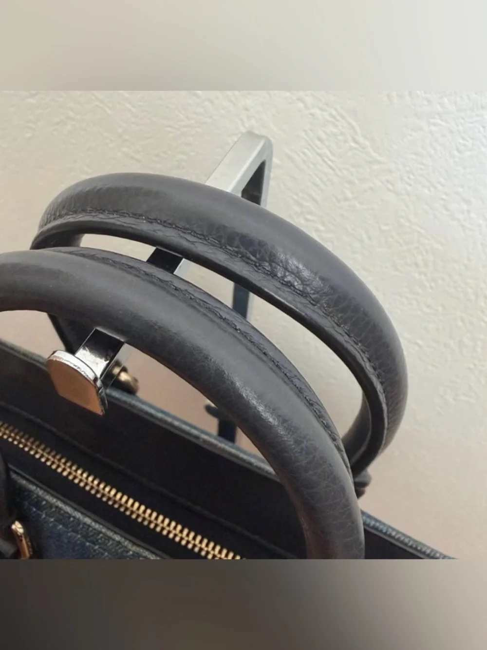 COACH Mini Swagger Denim and Black Pebble Leather Satchel w/Gold Tone Hardware - Picture 11 of 13